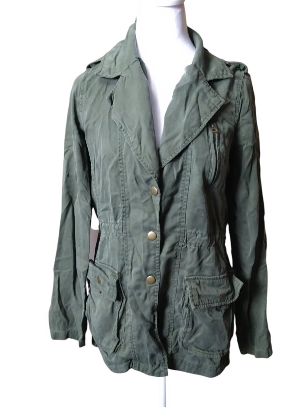 Lucky Brand Green Utility Jacket Military Gorpcore Size Small Pockets Snap Front